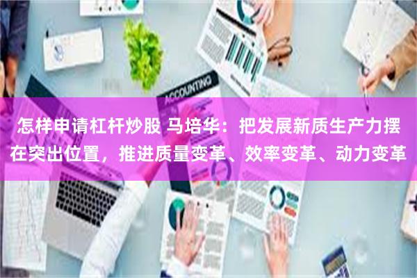 怎样申请杠杆炒股 马培华：把发展新质生产力摆在突出位置，推进质量变革、效率变革、动力变革