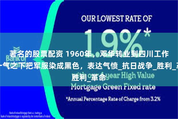 著名的股票配资 1960年，邓华转业到四川工作，一气之下把军服染成黑色，表达气愤_抗日战争_胜利_革命