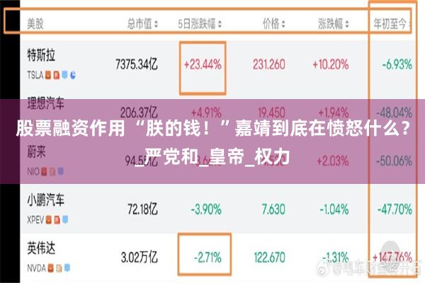 股票融资作用 “朕的钱！”嘉靖到底在愤怒什么？_严党和_皇帝_权力