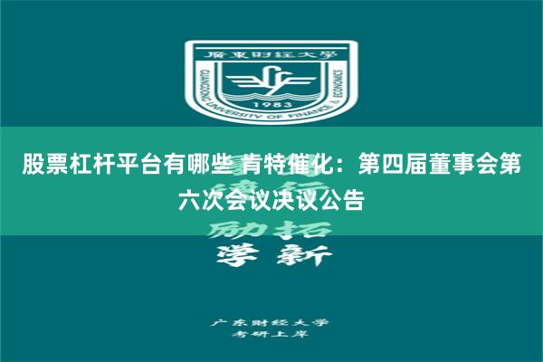 股票杠杆平台有哪些 肯特催化：第四届董事会第六次会议决议公告