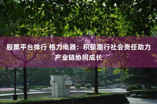 股票平台排行 格力电器：积极履行社会责任助力产业链协同成长