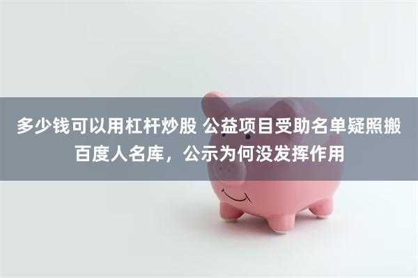 多少钱可以用杠杆炒股 公益项目受助名单疑照搬百度人名库，公示为何没发挥作用