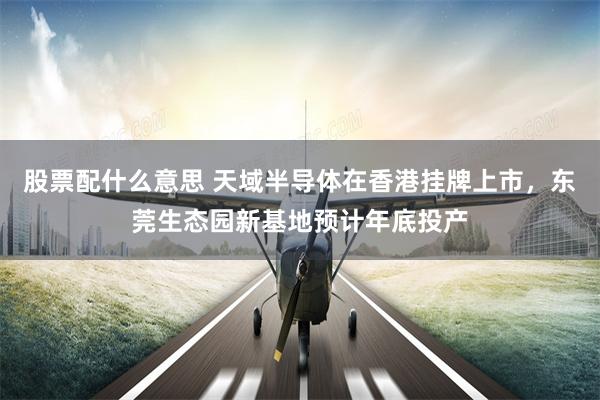 股票配什么意思 天域半导体在香港挂牌上市，东莞生态园新基地预计年底投产