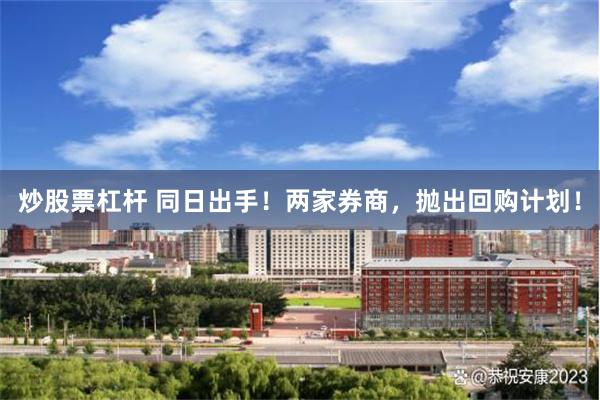 炒股票杠杆 同日出手!两家券商,抛出回购计划!