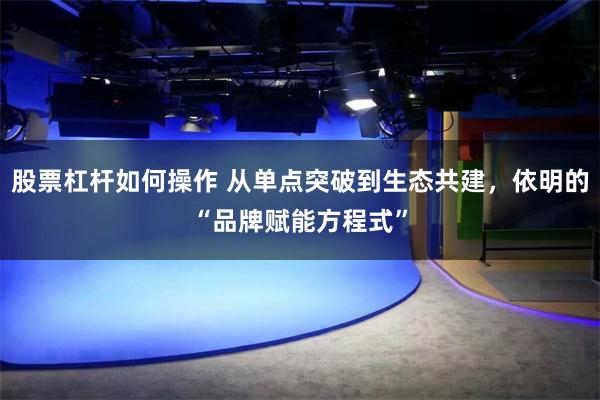 股票杠杆如何操作 从单点突破到生态共建，依明的“品牌赋能方程式”