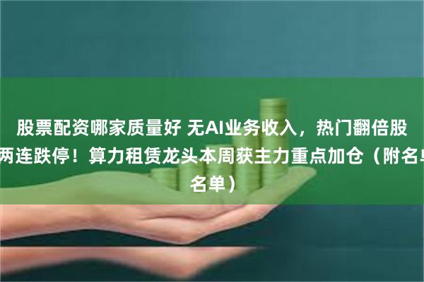 股票配资哪家质量好 无AI业务收入，热门翻倍股，两连跌停！算力租赁龙头本周获主力重点加仓（附名单）
