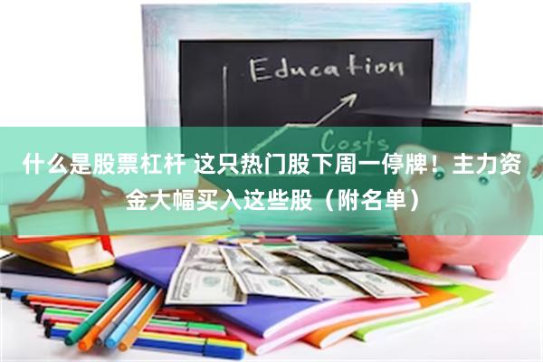 什么是股票杠杆 这只热门股下周一停牌！主力资金大幅买入这些股（附名单）