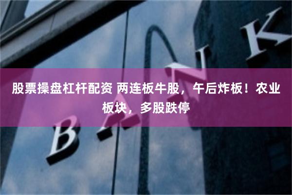 股票操盘杠杆配资 两连板牛股，午后炸板！农业板块，多股跌停