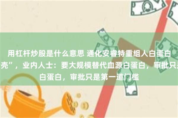 用杠杆炒股是什么意思 通化安睿特重组人白蛋白国内审批“卡壳”，业内人士：要大规模替代血源白蛋白，审批只是第一道门槛
